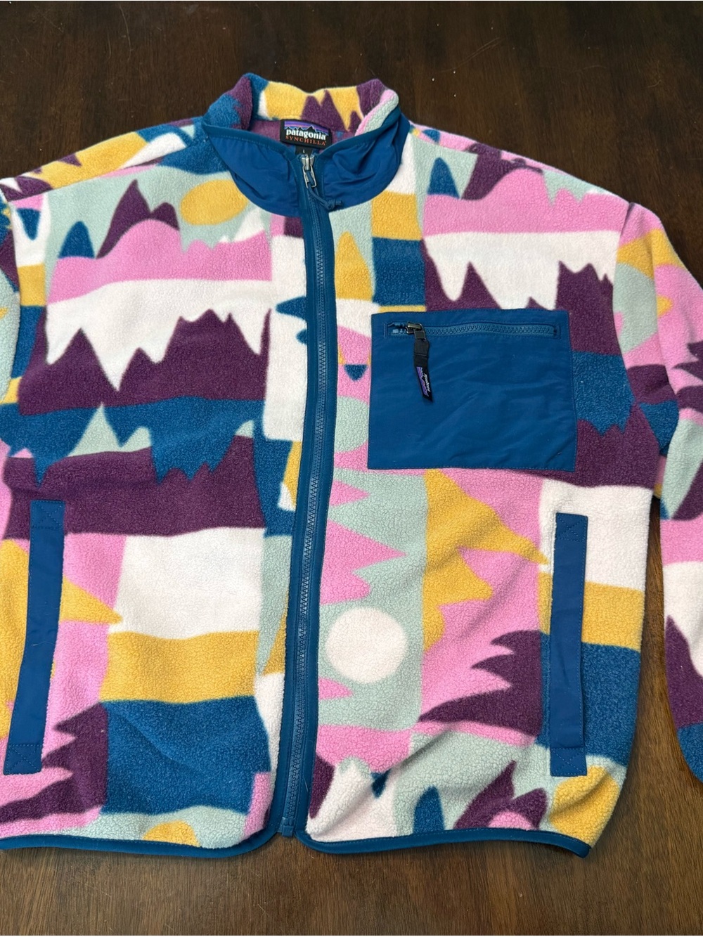 Patagonia Synchilla Multicolor Fleece Jacket - Blue, Pink, Yellow, Purple